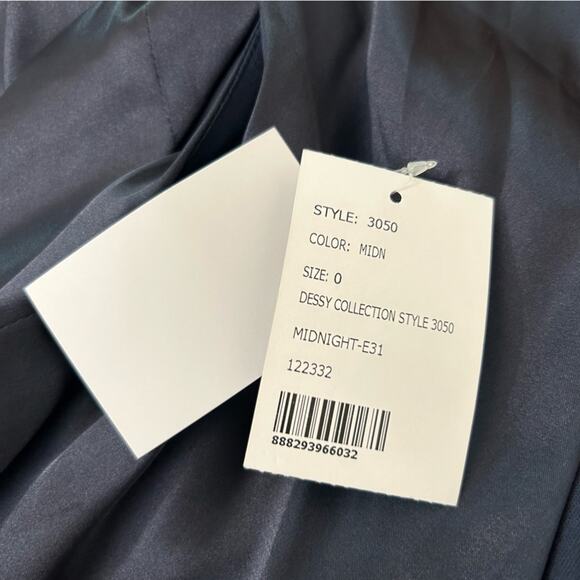 NWT Dessy Collection Cap Sleeve Blouson Faux Wrap Maxi Dress Midnight Navy Blue - Picture 6 of 10